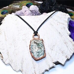 Shimmery Green Fuchsite Electroformed Copper Pendant